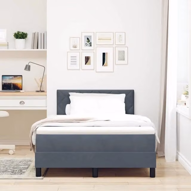 Letto a molla con illuminazione LED vidaXL in velluto grigio L/P/H: 120 x 200 x 28 cm