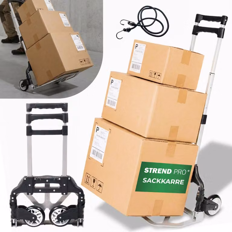 Carrello a mano Strend Pro, carrello di trasporto, pieghevole per scale, telescopico, max. 75 kg