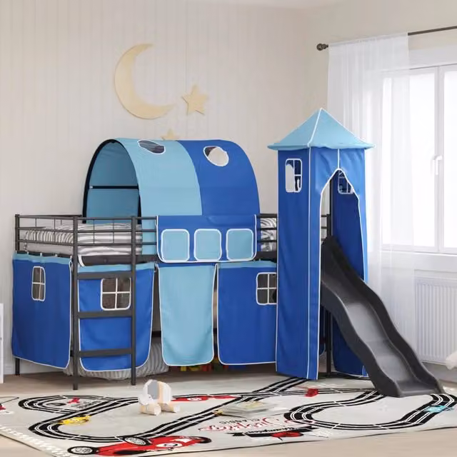 Letto a castello per bambini Nero e Blu 80 x 200 cm Metallo 42020879