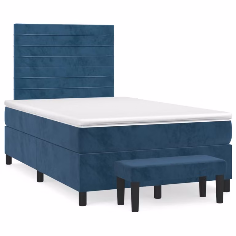 Giroletto a Molle con Materasso vidaXL in Velluto Blu e Bianco L/P/H: 120 x 200 cm