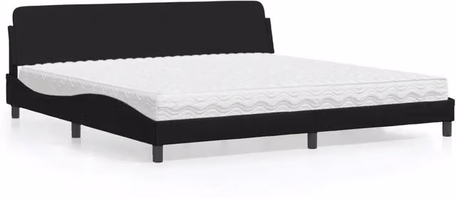 Letto moderno vidaXL con materasso in similpelle e cassetti, colore nero e bianco, L/P/H: 200 x 200 x 74,5 cm – 1