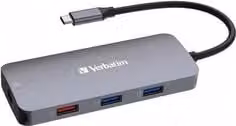 Hub 4 in 1 USB C Verbatim CMH 09 Grigio