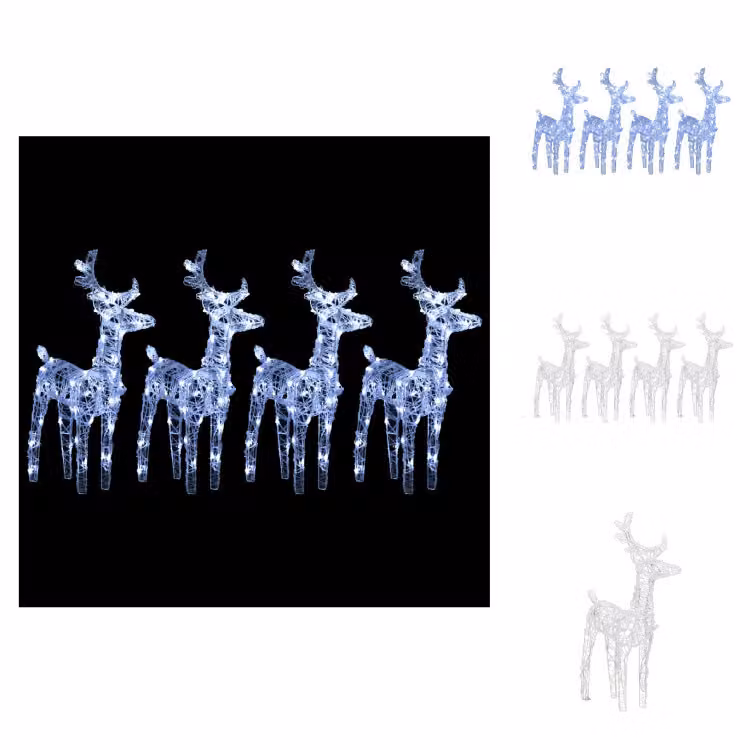 vidaXL LED renna 4 pz. Bianco freddo 160 LED acrilico - Illuminazione natalizia