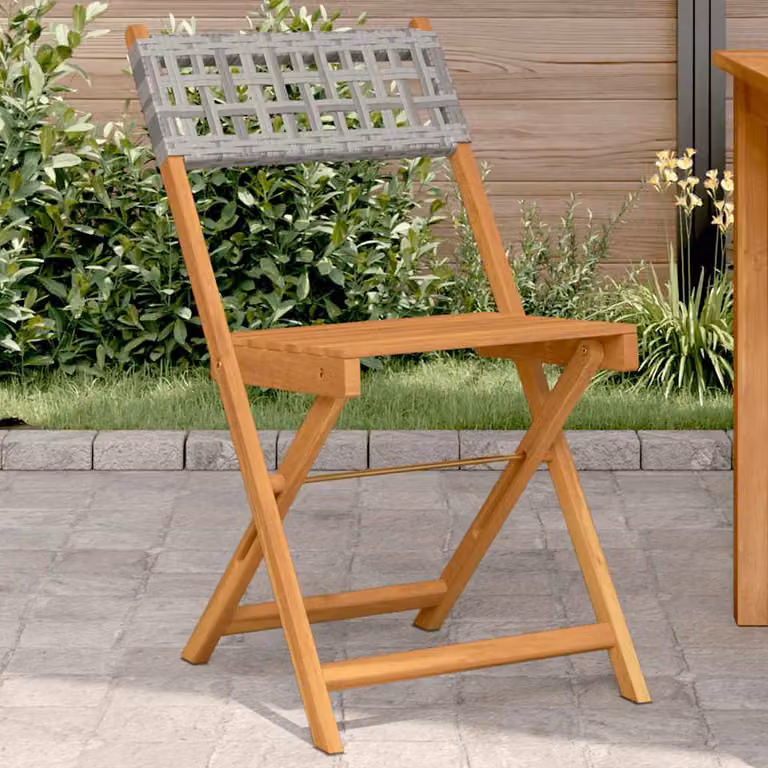 Set di 2 sedie pieghevoli vidaXL in legno di acacia oliato e polyrattan grigio