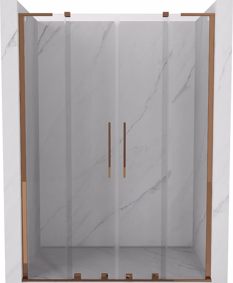 Mexen Velar L Duo porte doccia scorrevoli 140 cm, trasparente, oro rosa - 871-140-003-02-60