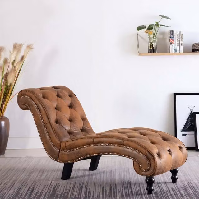 Divano vidaXL in similpelle scamosciata marrone con design classico ed ergonomico L: 145 cm, P: 77 cm, H: 52 cm – 1