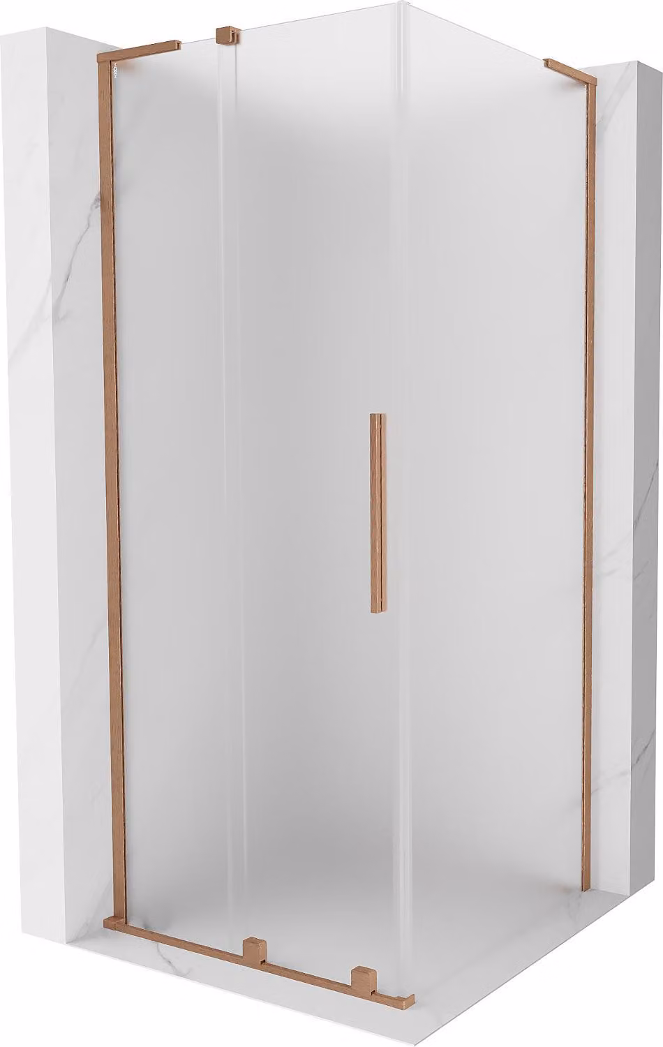 Mexen Velar L cabina doccia scorrevole 110 x 110 cm, brina, rame spazzolato - 871-110-110-33-65