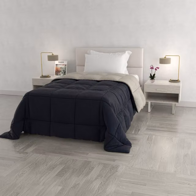 Trapunta una piazza e mezza double face blu grigio Datex