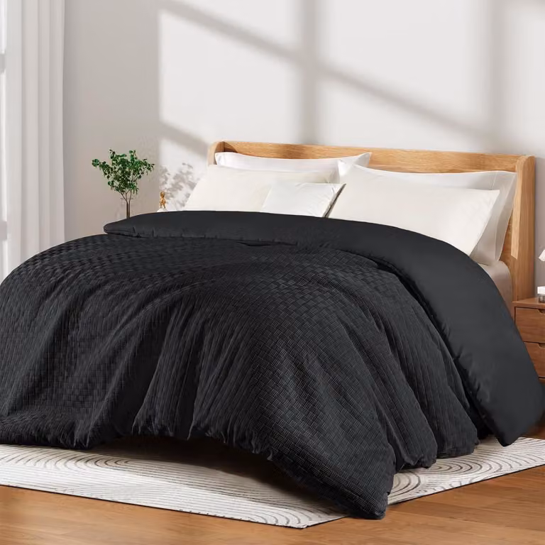 Copertura per letto, 220 x 240 cm, 300 g/m², piumino trapuntato traspirante, colore nero