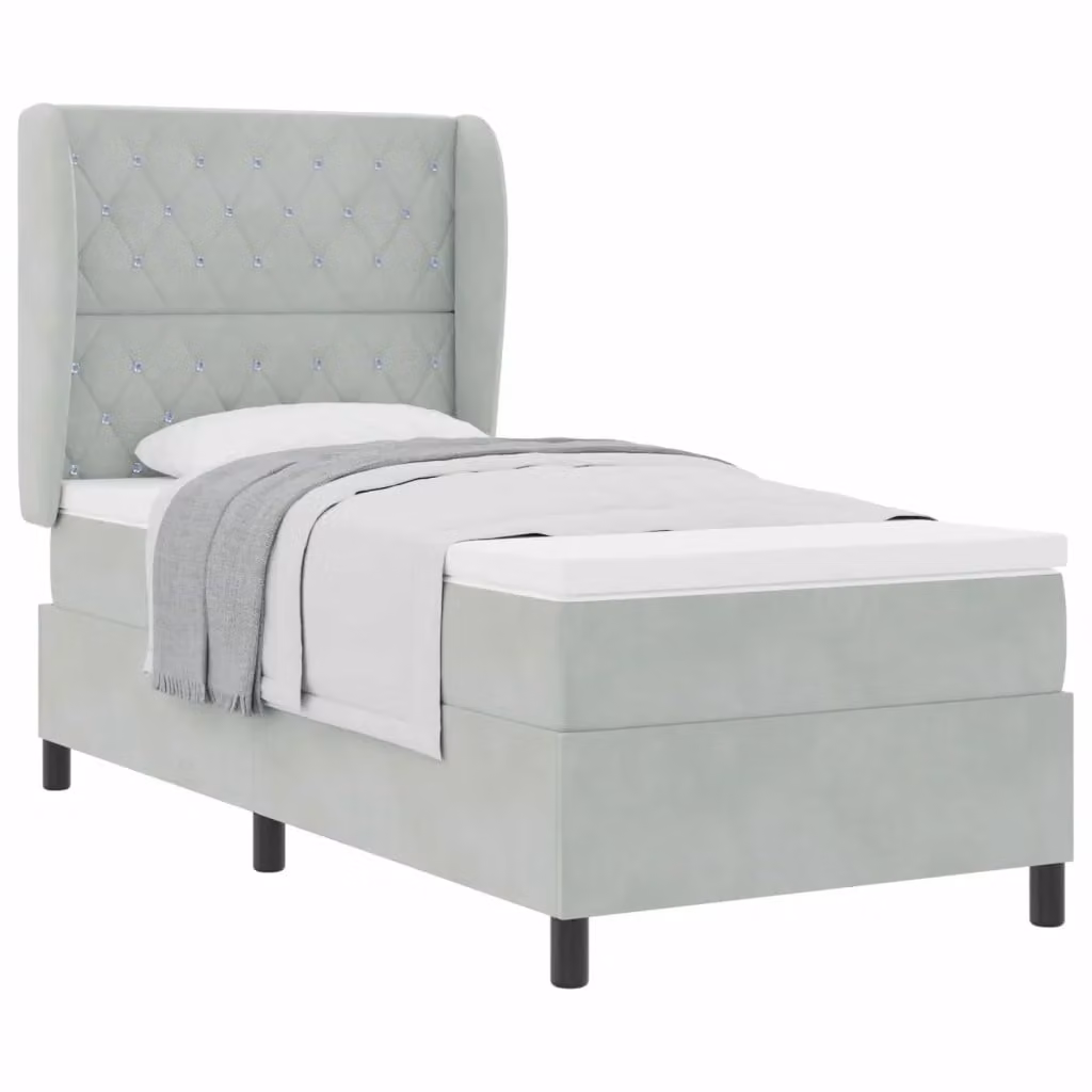 Letto ibrido con testiera in velluto grigio vidaXL L/P: 200 x 100 cm – 2