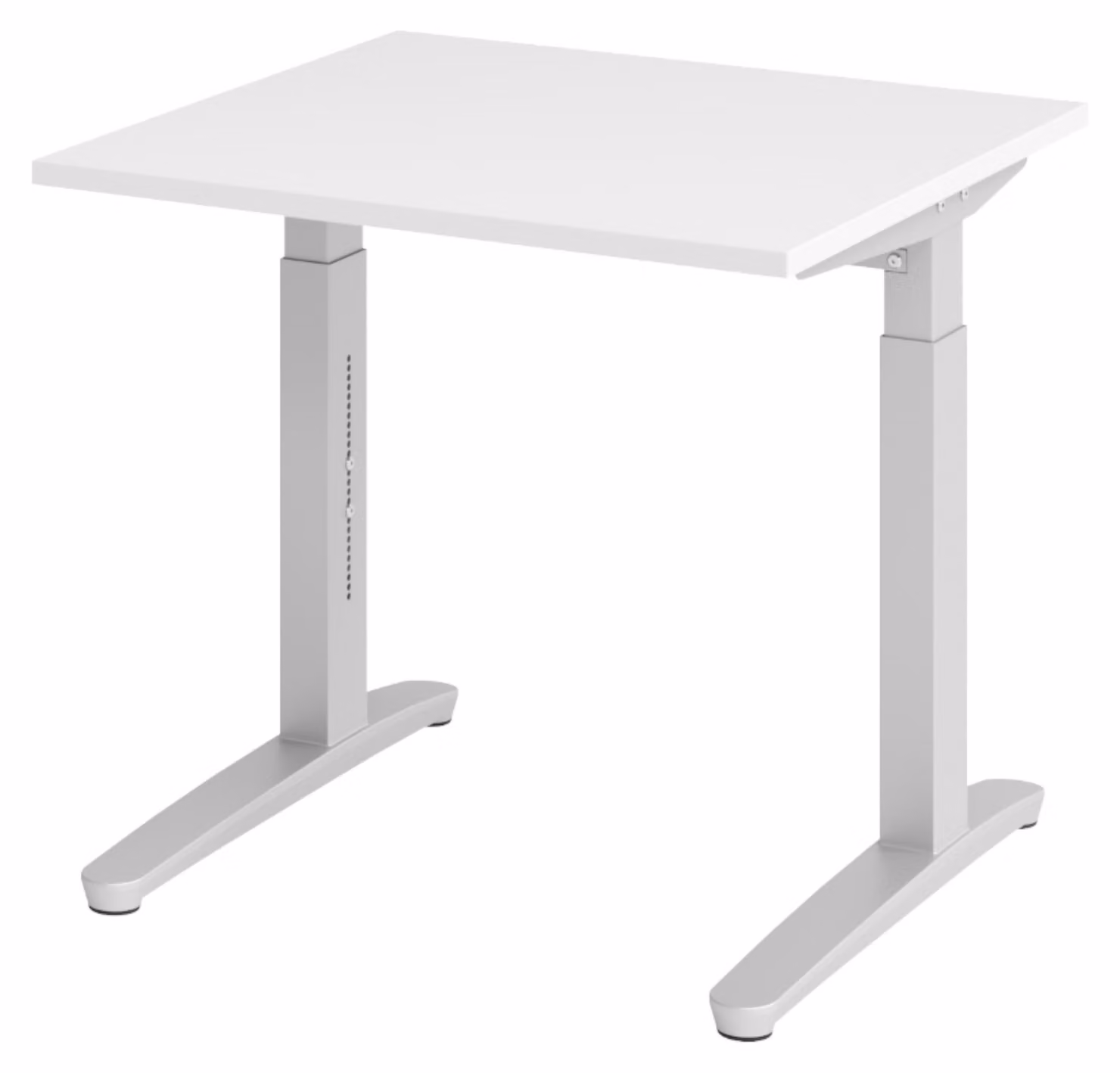 Scrivania bümö Serie XB - Decorazione: bianco, struttura: argento, dimensioni: 80 x 80 cm