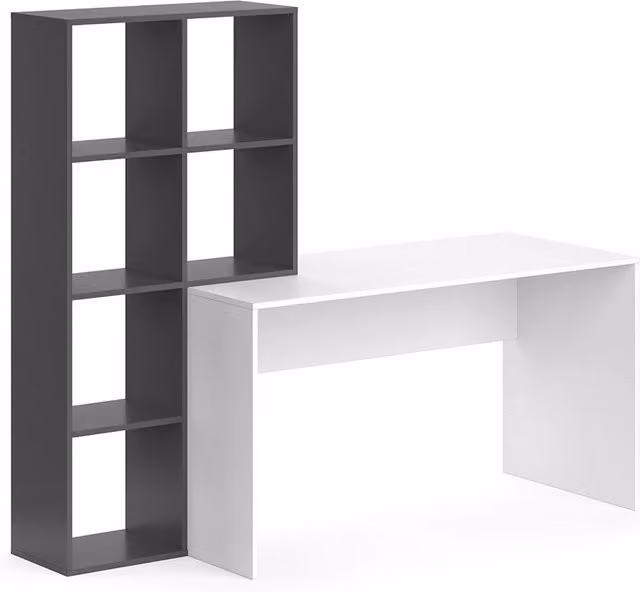 Scrivania moderna Vicco Mara con ripiani, Bianco e Antracite, L: 166.8 cm, P: 59 cm, H: 76.7 cm – 1