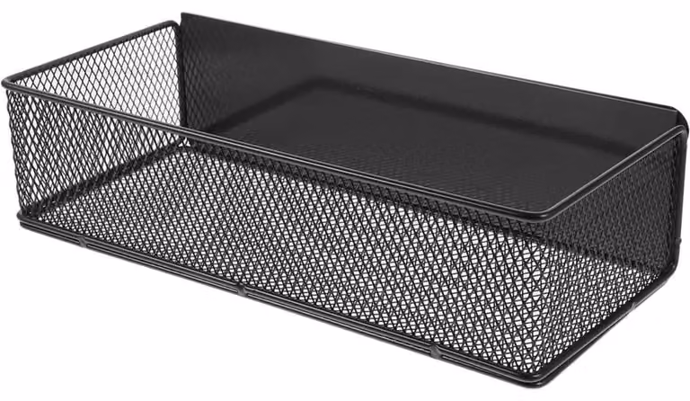 Ripiano magnetico per frigorifero con cesto, colore nero, dimensioni 26 x 12 x 7 cm
