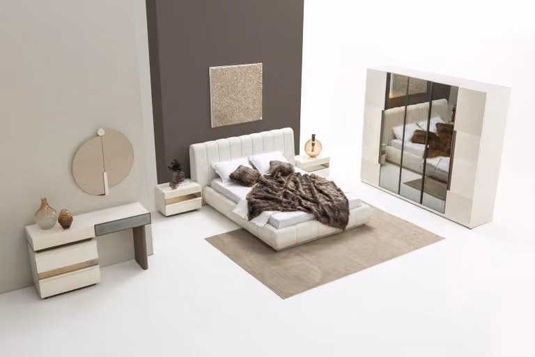 Set completo da camera da letto in 6 pezzi color beige – Per un arredamento elegante