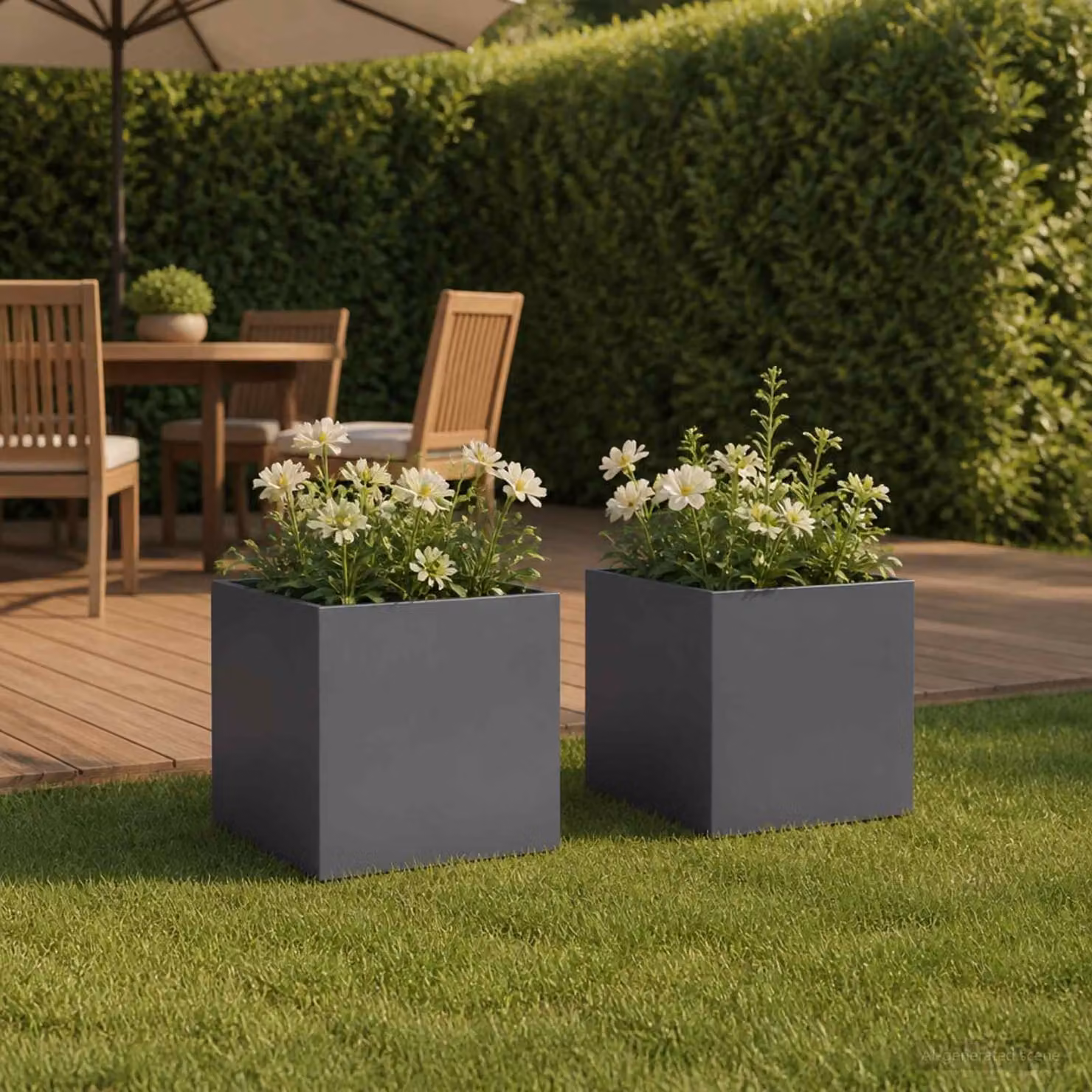 Set di 2 vasi da giardino vidaXL in metallo colore antracite L/P/H: 35 x 35 x 35 cm