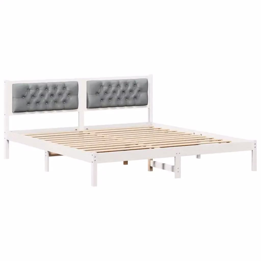 Struttura del letto vidaXL in pino massello laccato grigio chiaro 160 x 200 cm – 2