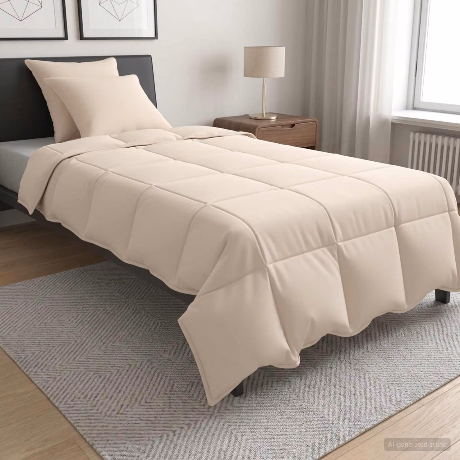 Set di 2 Piumoni e 3 Cuscini vidaXL in Kapok Naturale e Cotone, Beige, L/P/H: 135 x 220 cm