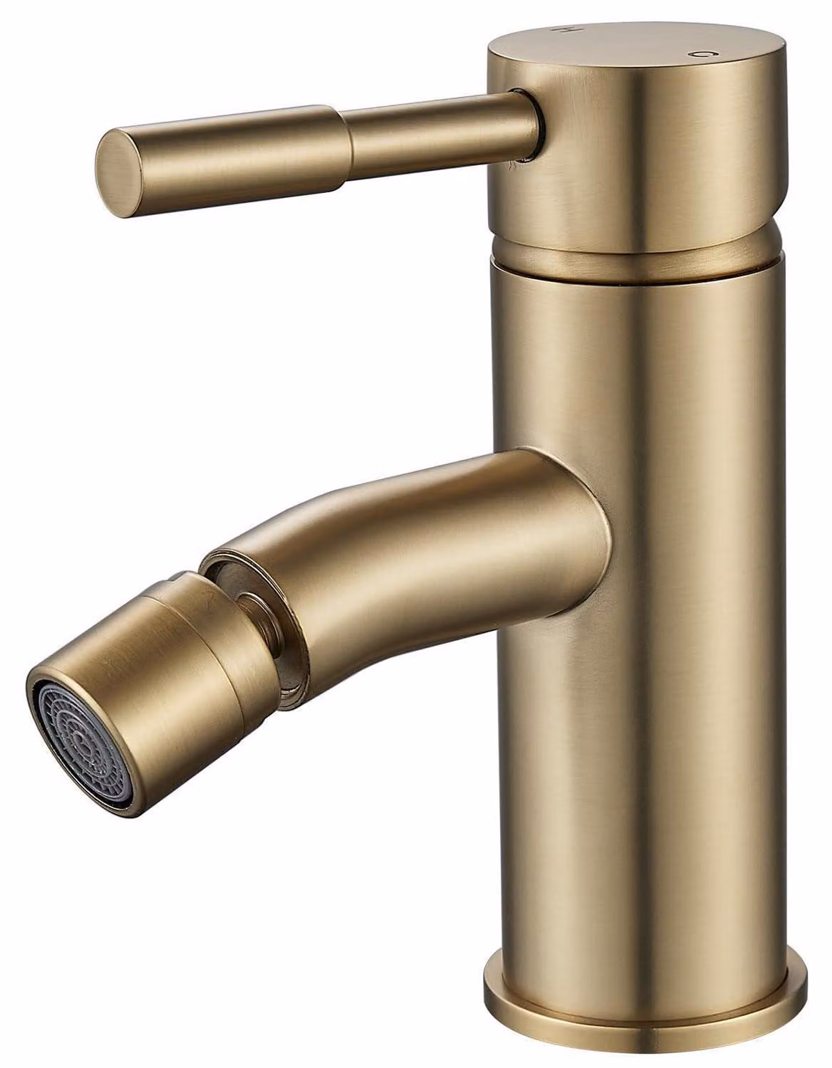 Miscelatore monocomando per bidet, finitura oro, girevole a 360°