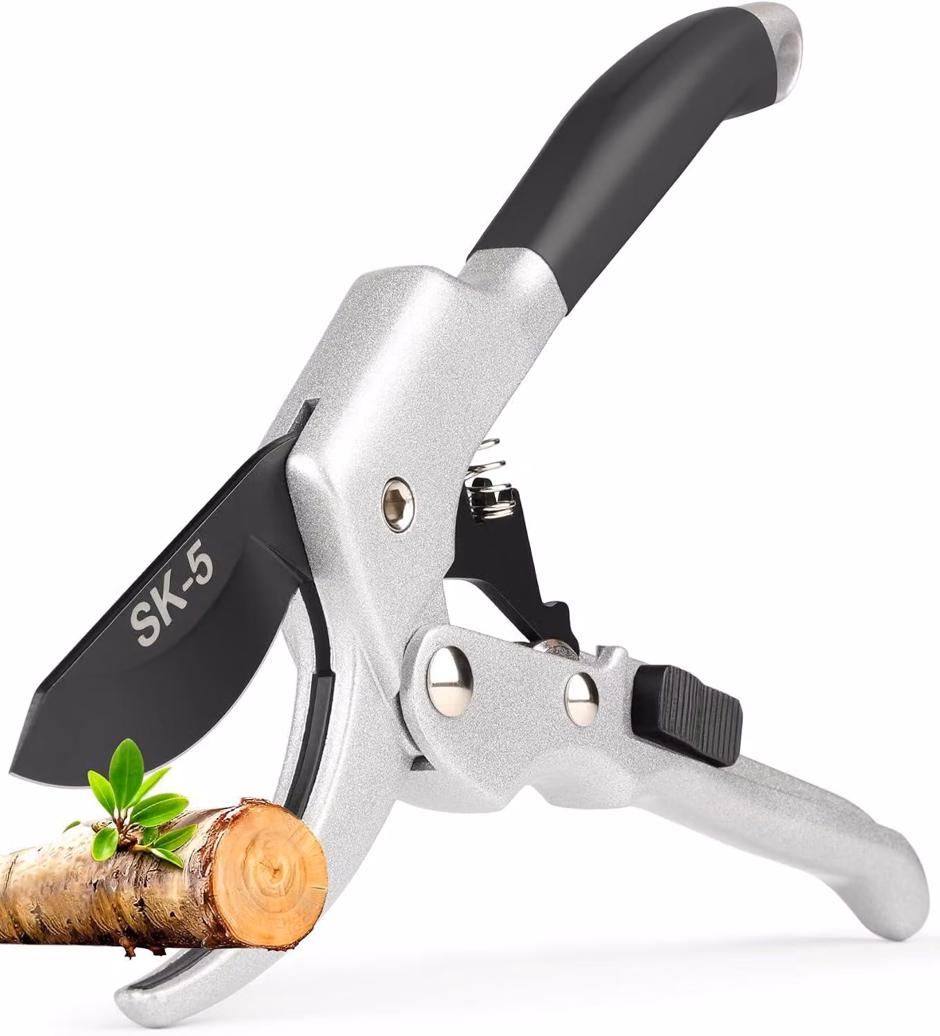 Forbice da potatura per giardino SK5, acciaio con rivestimento in teflon, ergonomica, impugnatura soft, colore nero