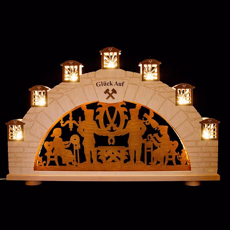 Arco a candela LED Erzgebirge Illuminazione LED naturale LxAxP 112x71x10cm NUOVO