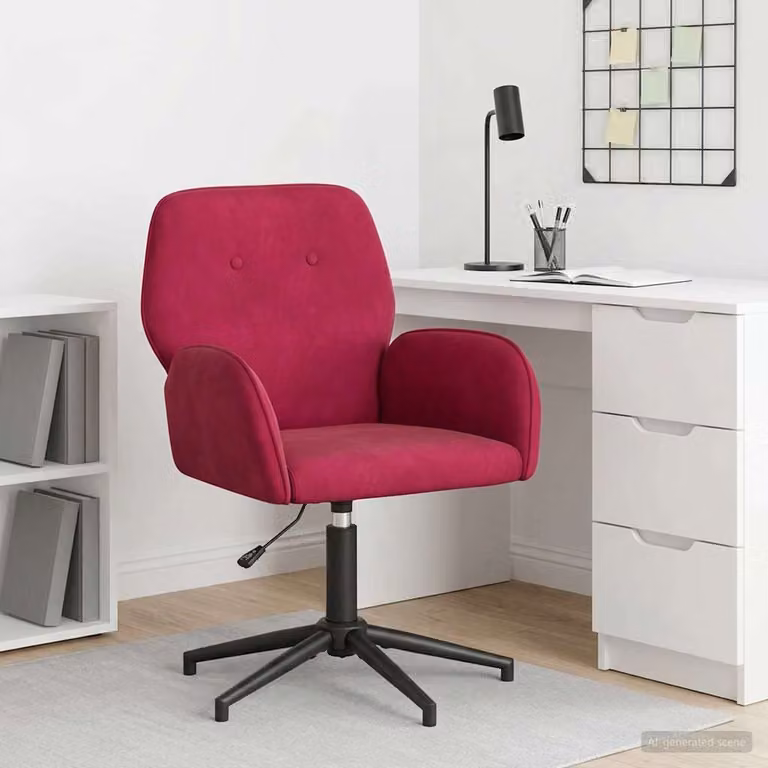 Sedia da scrivania girevole vidaXL in velluto rosso con braccioli L/P/H: 54 x 55 x 90 cm