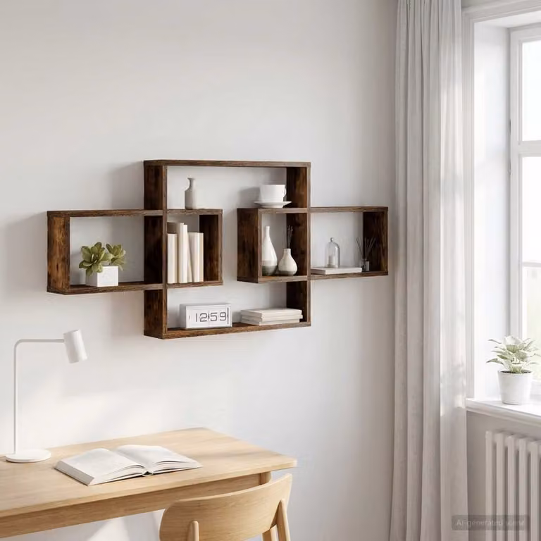 Scaffale da parete moderno vidaXL in legno MDF color marrone opaco L: 130 cm, P: 10 cm, H: 50 cm