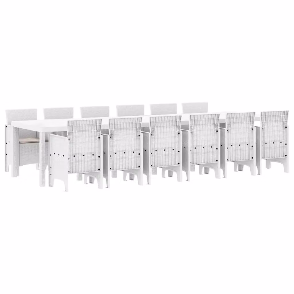 Set da pranzo per giardino e terrazza vidaXL in 13 pezzi in rattan bianco con cuscini rimovibili – 2