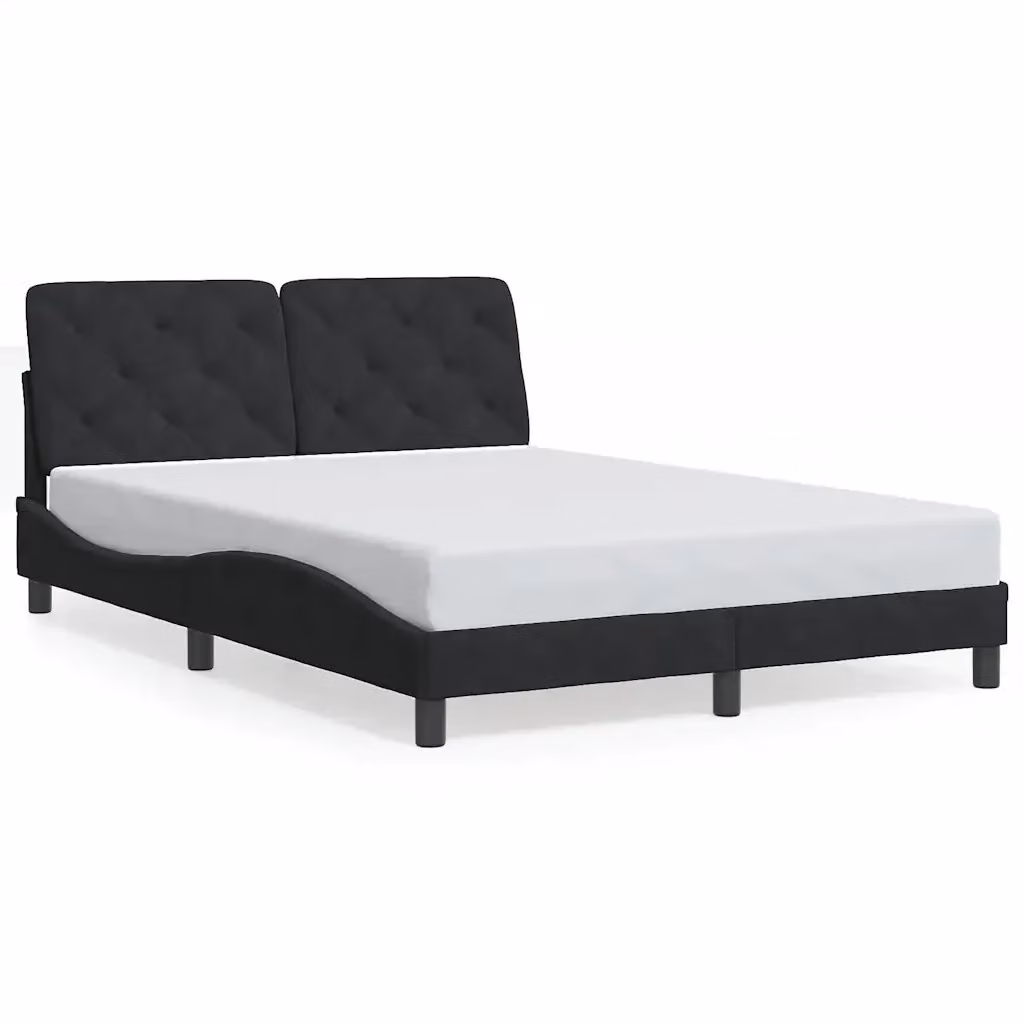 Giroletto vidaXL in Velluto Nero con Doghe in Legno L/P/H: 140 x 200 cm – 2