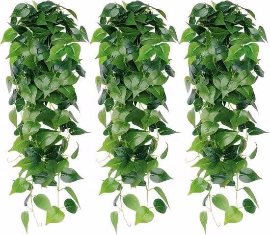 Set di 3 piante rampicanti artificiali, lunghe 90 cm, ideali per decorare pareti, camere da letto e interni ed esterni