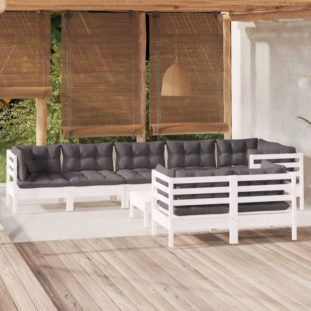Maison Exclusive - Set Divani da Giardino 9 pz con Cuscini BiancLegno di Pino