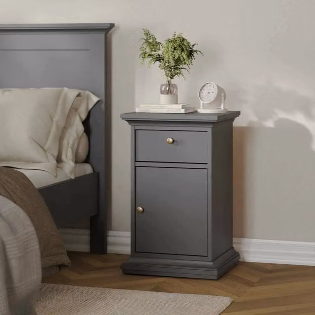 Comodino Mauricette DMORA Grigio L: 44 cm, P: 40 cm, H: 70 cm – 1