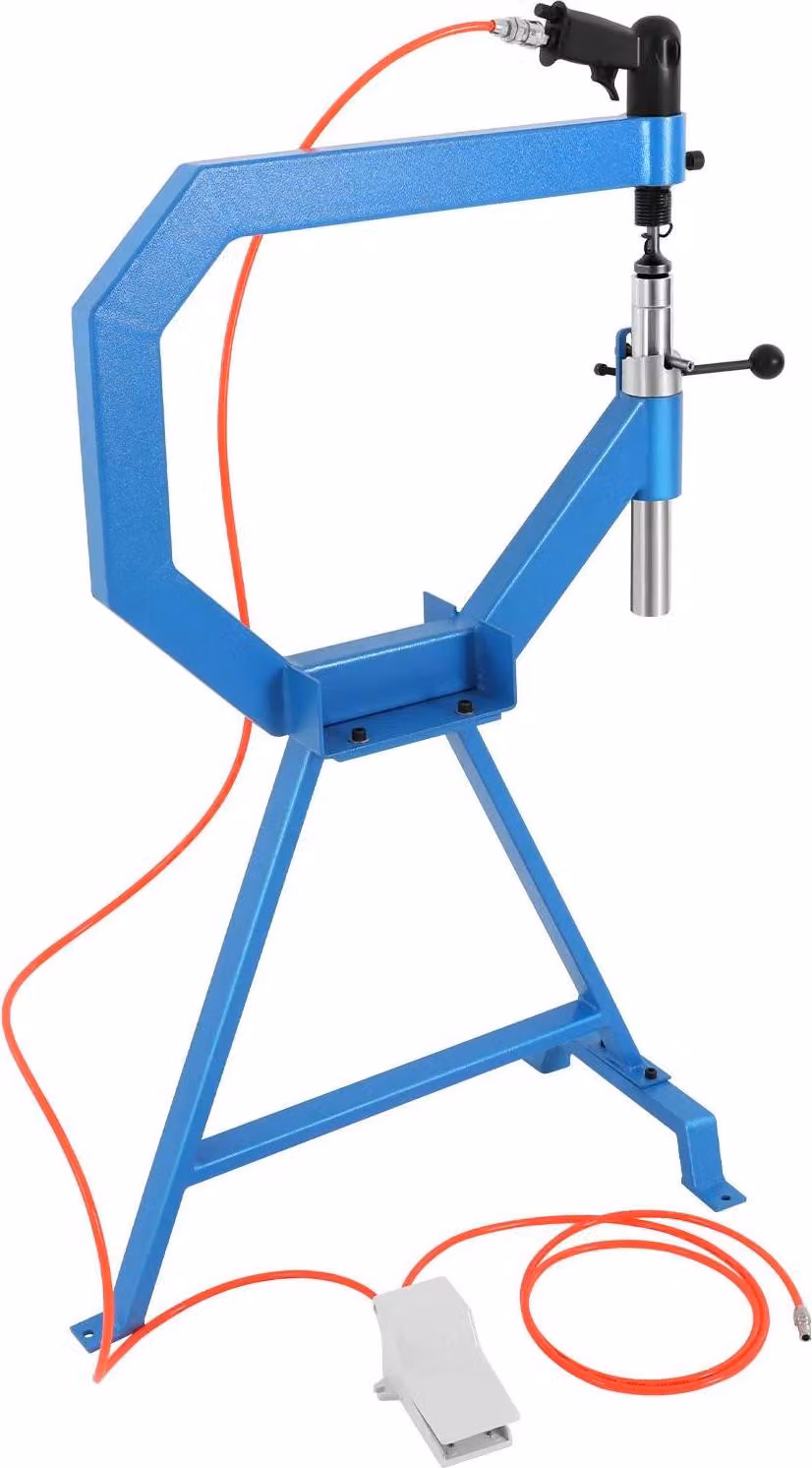 Macchina per la riparazione della lamiera - Martello pneumatico per spianatura - Velocità 875–1350 giri/min - Con supporto e pedale - Tre incudini da 2,54/5,08/7,62 cm - Per ammaccature su auto e moto - Turchese