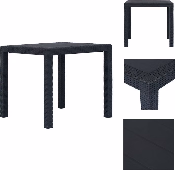 vidaXL Tavolo da giardino antracite 79 x 79 x 72 cm in plastica effetto rattan - Tavoli da giardino