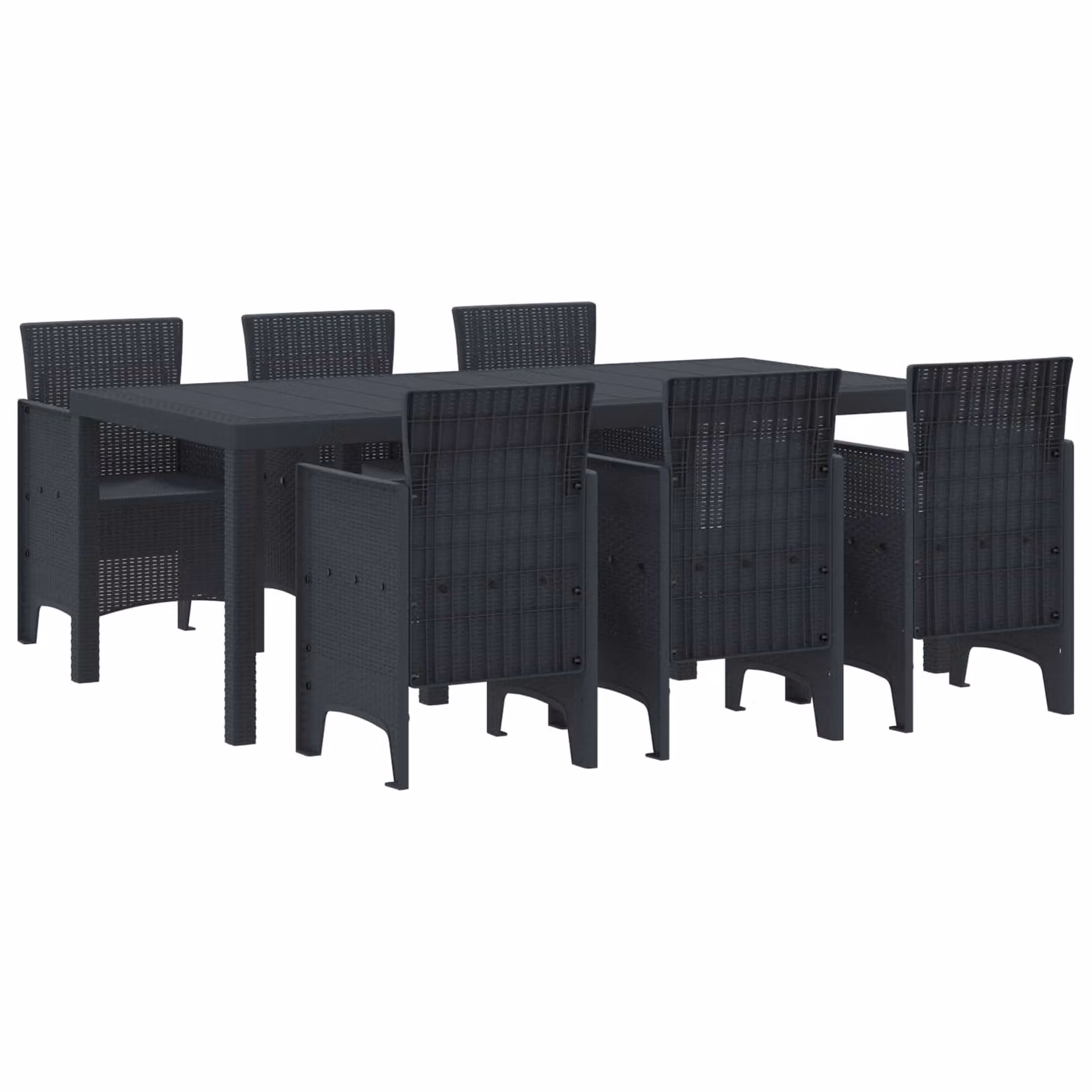 vidaXL Set da Pranzo per Giardino 7 pz in Polipropilene Antracite – 2