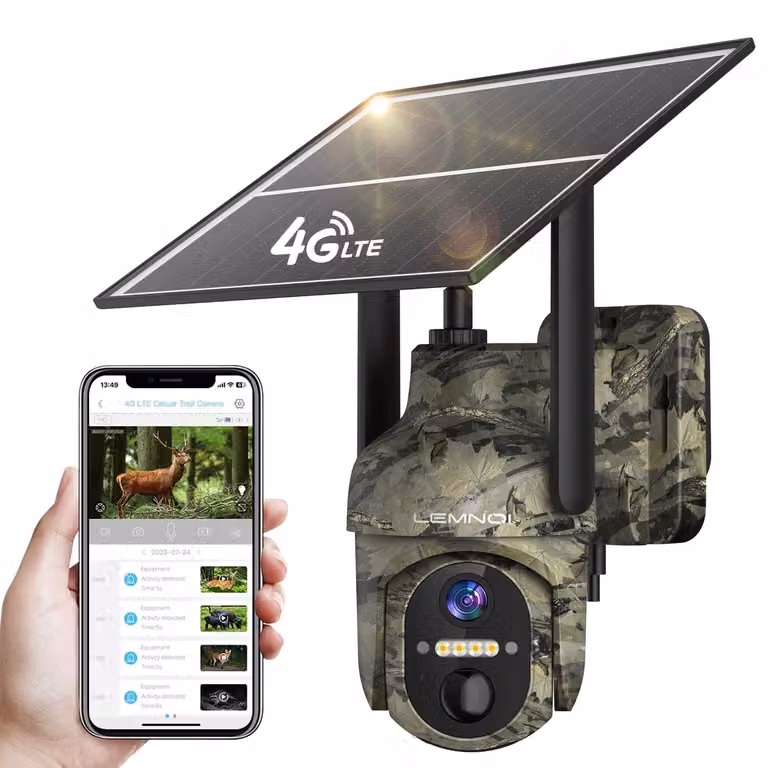 Telecamera di sorveglianza - Videocamera 4G LTE - 2K HD - Visione notturna - Impermeabile IP66 - Pannello solare