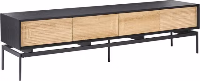 Mobile TV in MDF marrone chiaro con 2 ante e 4 cassetti gambe in metallo stile loft moderno per camera da letto