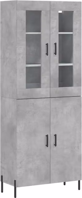 Credenza moderna DESIGN IN in legno multistrato grigio cemento con ante in vetro, L: 69,5 cm, P: 34 cm, H: 180 cm – 1