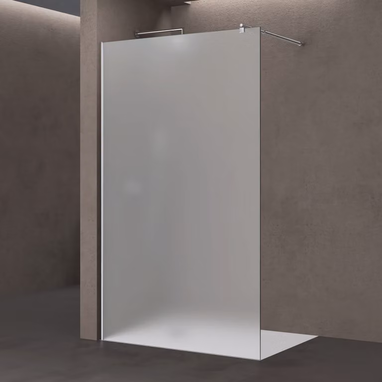 doporro Parete Doccia Walk In 100x200 cm, Box Doccia in Vetro Temperato Satinato 10 mm Anticalcare, con Barra Stabilizzatrice e Profilo Cromato šC Bremen02VS