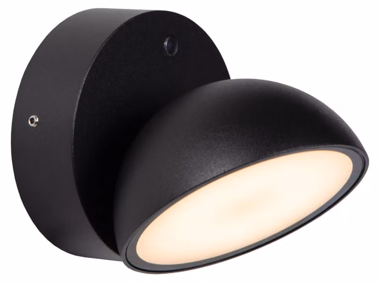 Lampada da parete mobile per esterni nera con sensore crepuscolare incorporato LED 12W FINN Lucide