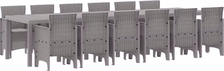 Set da Pranzo per Giardino 13 pcs Grigio chiaro Rattan Polt