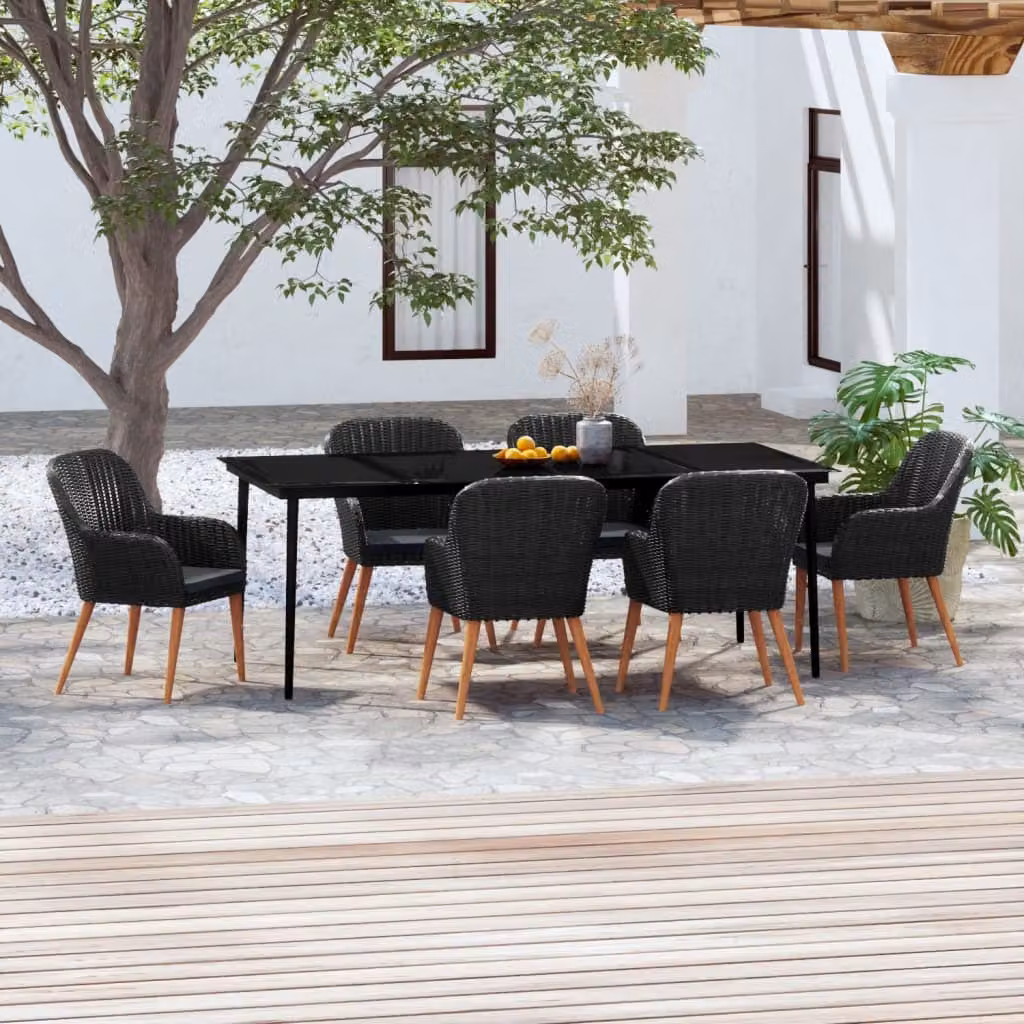 Maison Exclusive - Set da pranzo da giardino da 7 pezzi con cuscini, nero