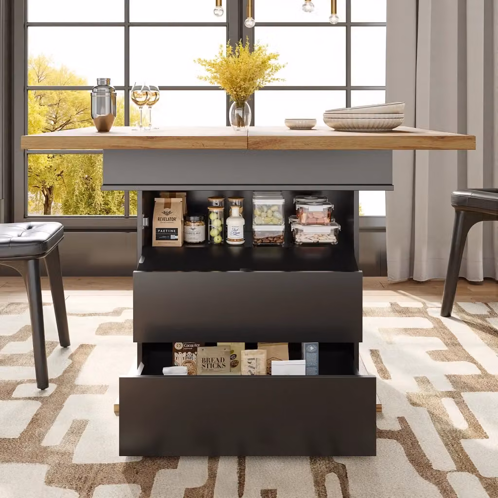 Tavolo da pranzo allungabile MIVRAY marrone con piano in MDF e struttura in metallo L/P/H: 110-140 x 80 x 75 cm – 2