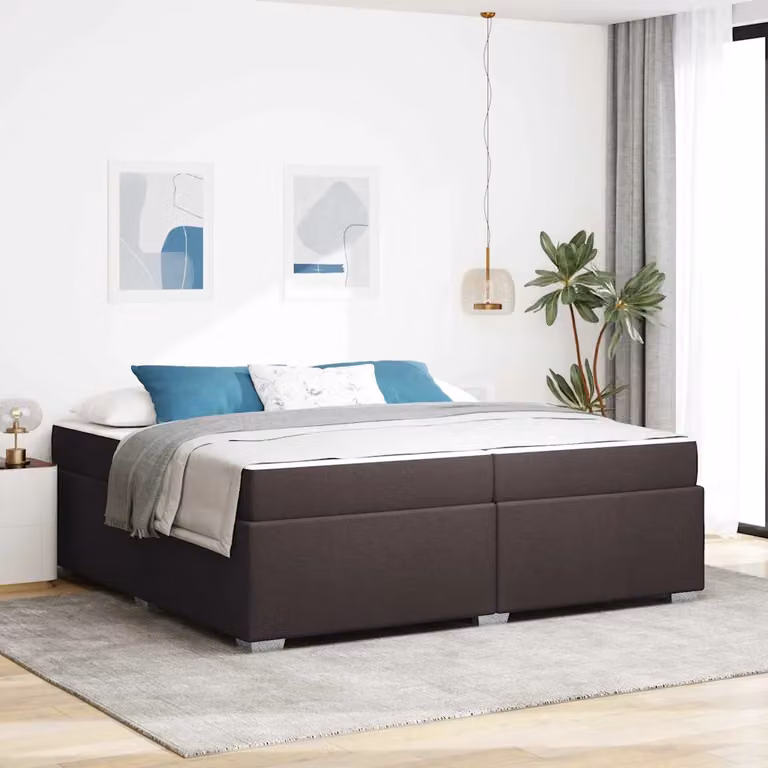 Struttura del letto moderna vidaXL in tessuto marrone con legno ingegnerizzato L/P: 200 x 200 cm