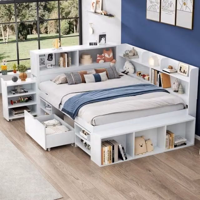 Letto singolo multifunzionale in compensato 140x200 cm