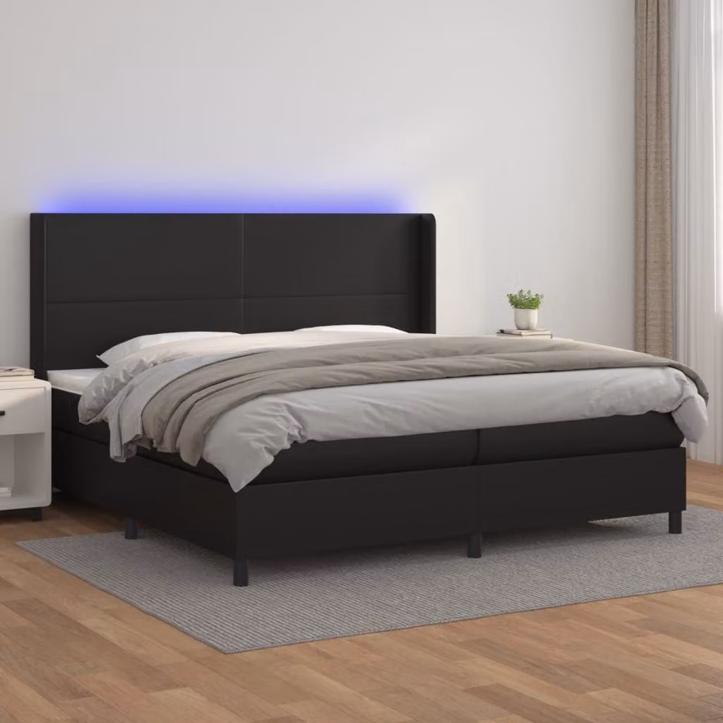 Maison Exclusive - Giroletto a Molle con Materasso e LED Nero 200x200cm Pelle finta