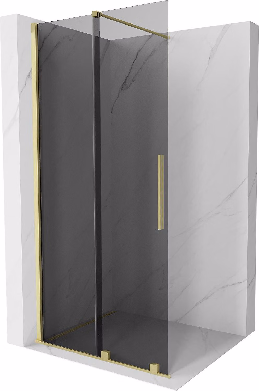 Mexen Velar parete doccia scorrevole Walk-in 110 x 200 cm, grafite 8 mm, oro spazzolato - 871-110-000-43-55