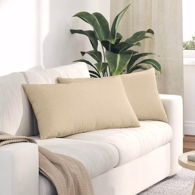 Set di 2 cuscini da divano vidaXL in tessuto beige con rivestimento rimovibile, L 80 cm x P 40 cm x H 40 cm