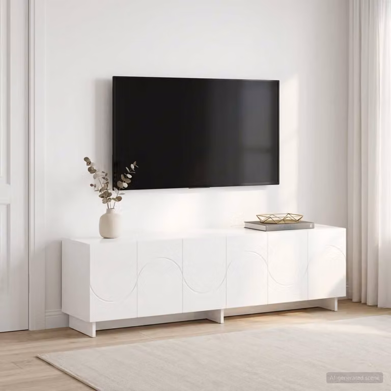vidaXL Supporto TV moderno in legno bianco lucido L 140 cm x P 34.5 cm x H 40 cm