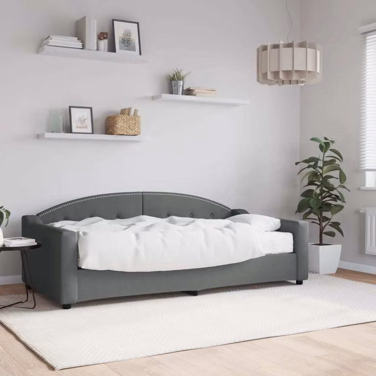 Maison Exclusive - Divano letto con materasso, grigio scuro, 90x190 cm, tessuto