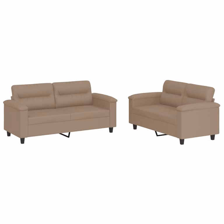 Set di Divani 2 pz con Cuscini cappuccino in Pelle finta